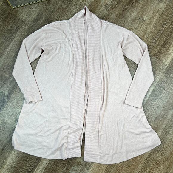 Anthropologie COA Cozy Brushed Fleece Cardigan Sweater Blush Pink - Picture 2 of 7